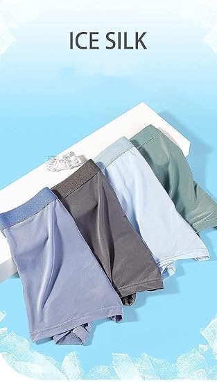 Ethika Men's Ultra-Comfort Ice Silk Underwear | Moisture-Wicking, Breathable Boxers for Men | Seamless Design | (Any 3 Multicolor) Pack of 3