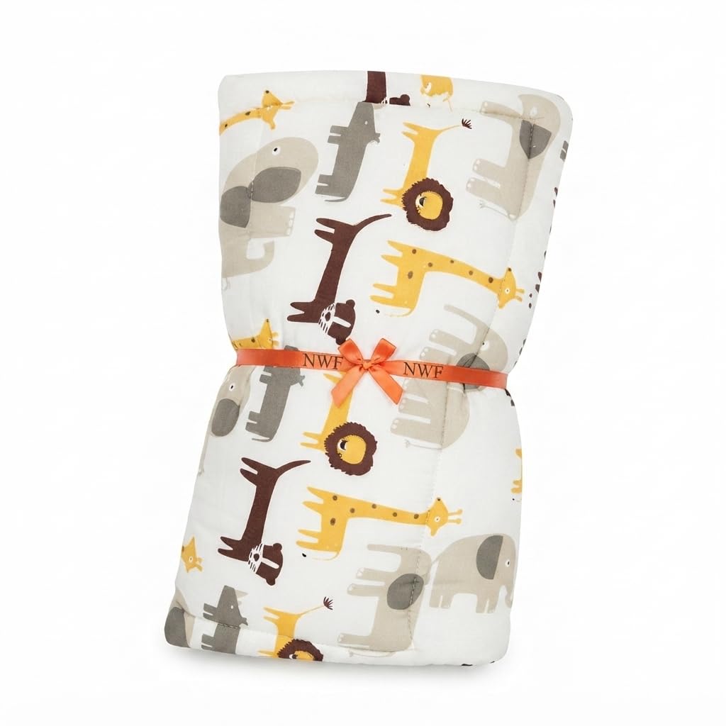 NWF Premium Cotton Baby Bedding Set, Unisex Animal Print, 26×40 Inches