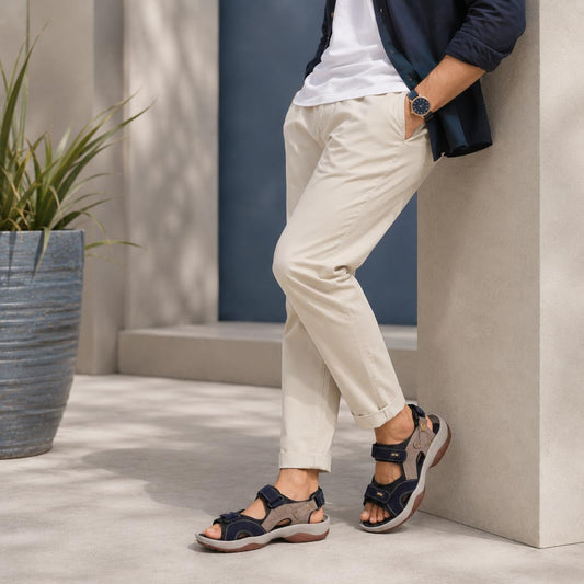 Centrino Sandals for Men |Flat Casual Sandals With Adjustable Velcro Closure For Easy Wear With Flexible Fitting And Trendy | Stylish Sandal With Unique Sole Design for Office & Travel Navy 8 UK (3263)