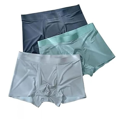 Ethika Men's Ultra-Comfort Ice Silk Underwear | Moisture-Wicking, Breathable Boxers for Men | Seamless Design | (Any 3 Multicolor) Pack of 3