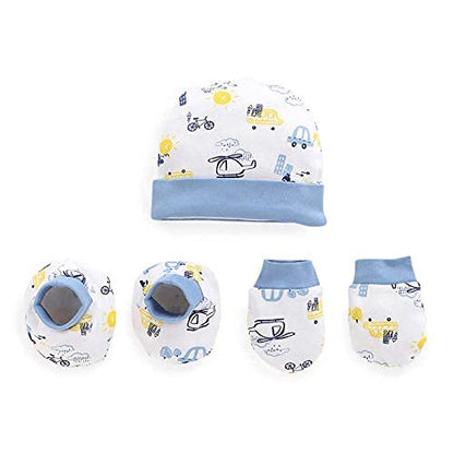 EIO Baby's Cotton Printed New Born Baby Gift Set -13 Pieces (Bluee)