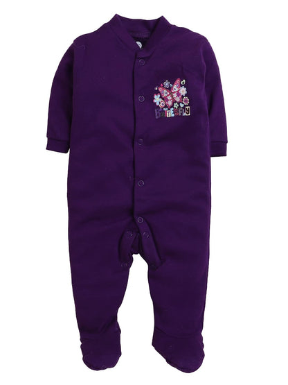 EIO 100% Cotton Rompers/Sleep Suits/Jumpsuit/Night Suits for Baby Boys & Girls, Infants, New Born Combo Pack Purple