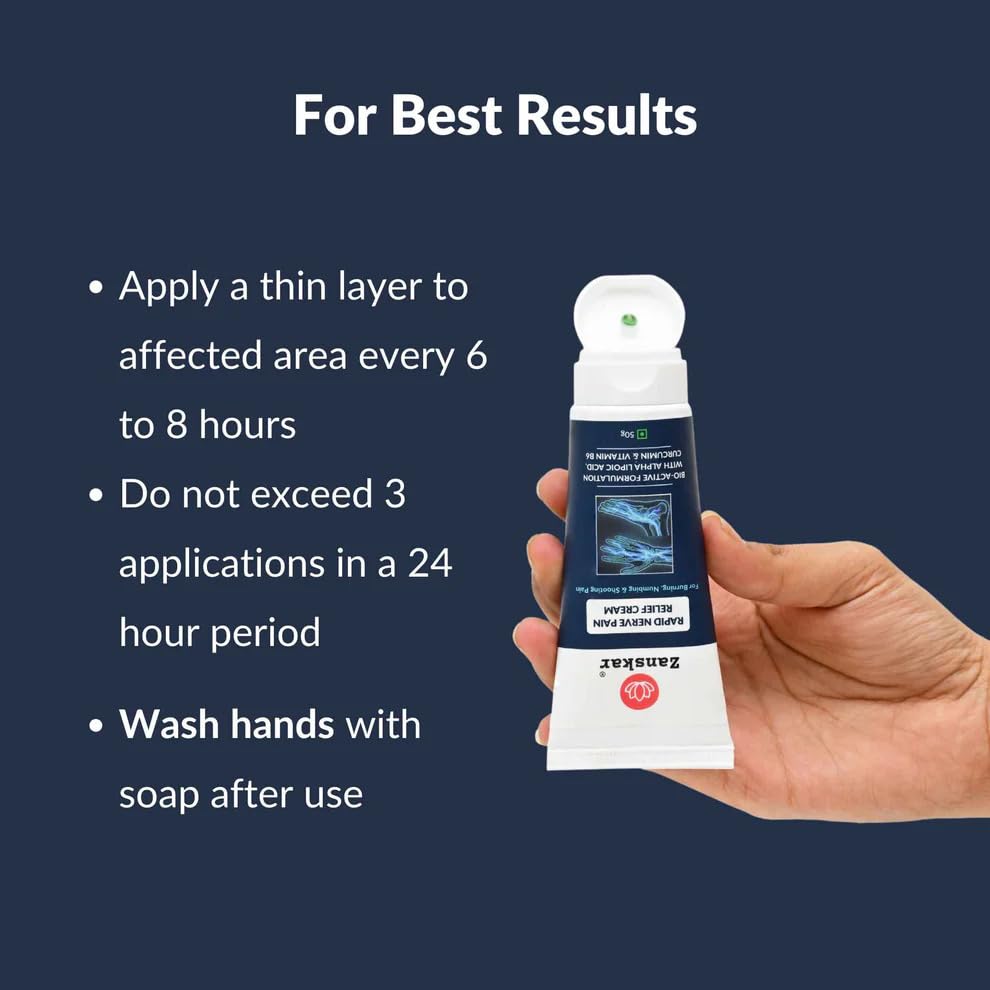 Zanskar Rapid Nerve Pain Relief Cream | Fast-Absorbing Formula for Tingling, Burning & Numbness Sensations | Soothing Support for Nerve Discomfort in Feet, Legs, Hands & Back | 50g (Pack of 1)