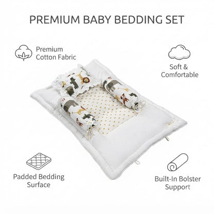 NWF Premium Cotton Baby Bedding Set, Unisex Animal Print, 26×40 Inches