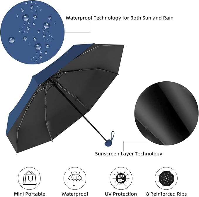 TEKCOOL UV Big Size Umbrella for Sun Protection Rain Windproof Strong Large 2 fold for Men Women Kids Boys Girls Perfect Umbrella with Cover Small case Stylish Windproof & Compact UV Large Size?