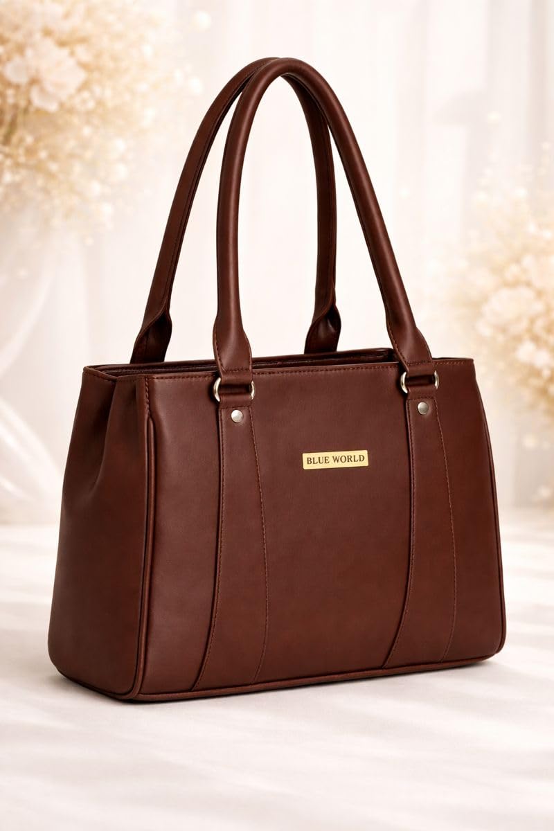 BLUE WORLD PU Women Handbag (Brown)