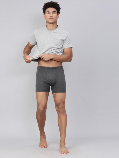 Levi's Men's Cotton Style #010 Comfort Regular Fit Solid Boxer (Pack of 2) (#010-BOXER Brief-DK GMEL/BLK-P2_Dark Grey Melange, Black_L)