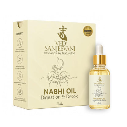 Ved Sanjeevani Digestion & Detox Nabhi Oil | Belly Button Oil with Herbal Formulation For Bloating Relief, Gas, Acidity & Gut Cleanse | Heals through 72,000 Nadi Navel Therapy | 30ml