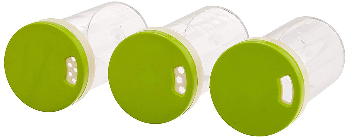 Amazon Brand - Solimo Revolving Spice Rack Set | 16 pieces | Plastic | Tiered Shelf | Tabletop | Green