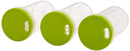 Amazon Brand - Solimo Revolving Spice Rack Set | 16 pieces | Plastic | Tiered Shelf | Tabletop | Green