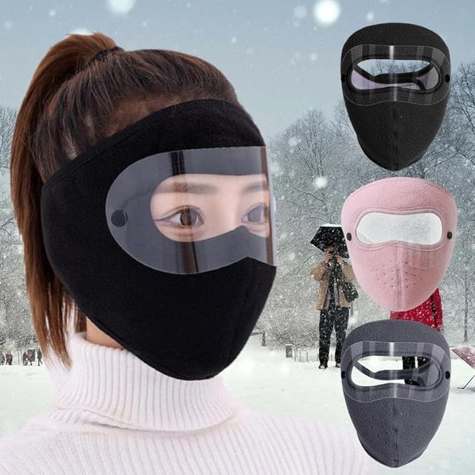 Homeistic Applience cotton Unisex Full Winter Face Mask Windproof And Sun Protection Warm Eye Protection Screen Goggles Cycling And Bike Mask For Women And Men (Black, Pack of 1)