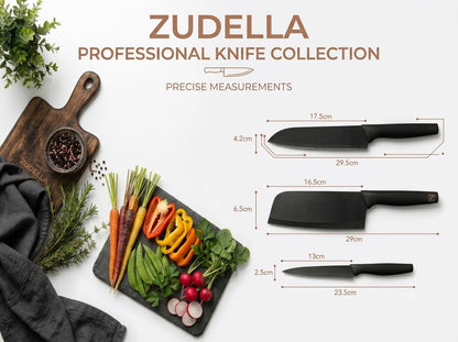 ZUDELLA Professional Kitchen Knife Set, 3-Piece
