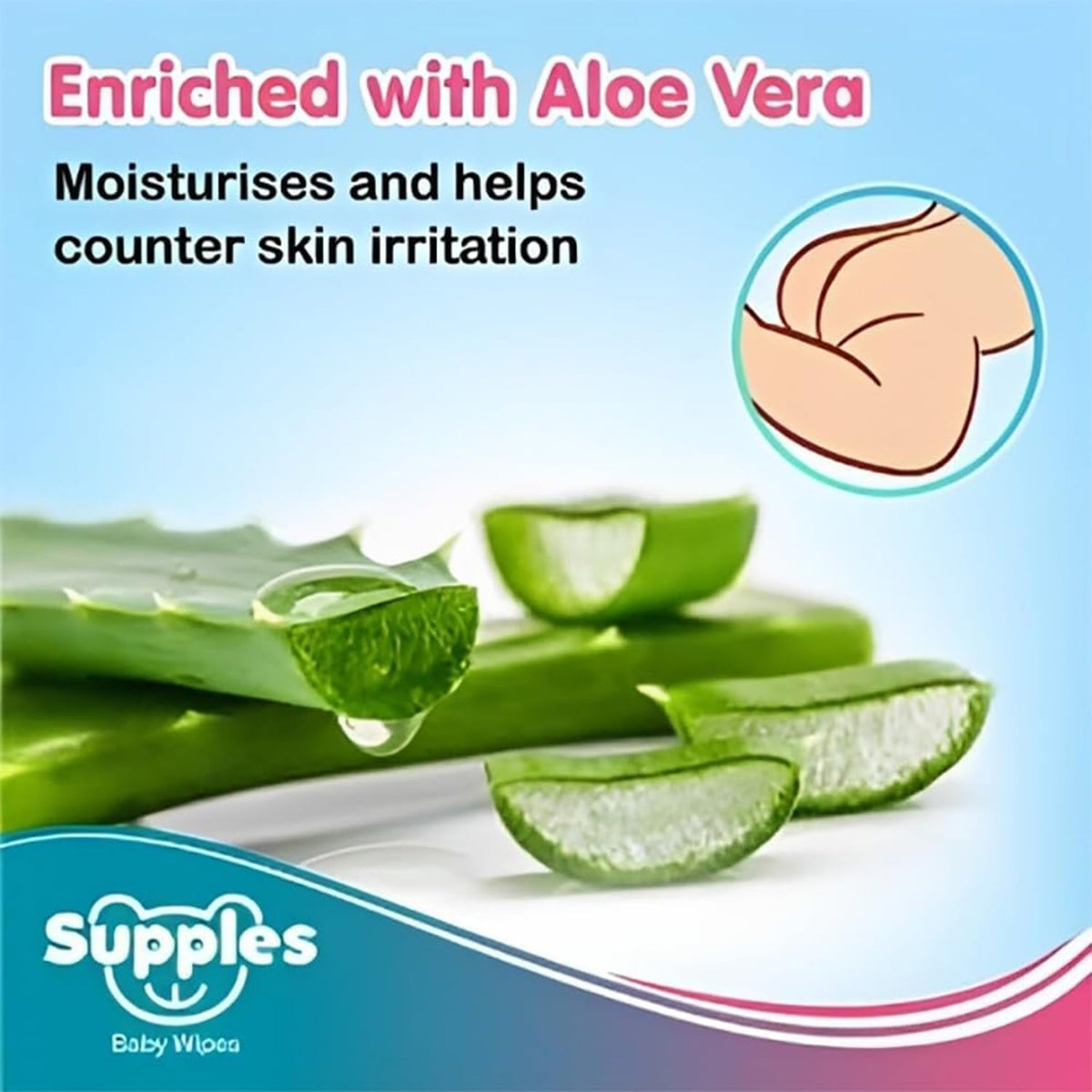 Amazon Brand - Supples Baby Wet Wipes | 648 Wipes | 72 Wipes x 9 Packs | Enriched With Aloe Vera and Vitamin E | Alcohol-free and Paraben-free | Pure Water-Based Formulation