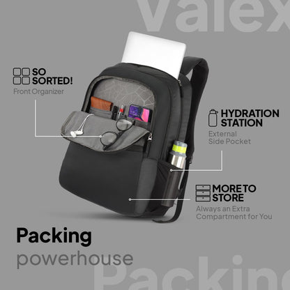 American Tourister Valex | 28L Backpack | 17" Laptop Bag | 2 Compartments | College & Office Backpack for Men and Women | Black | 1 Year Global Warranty