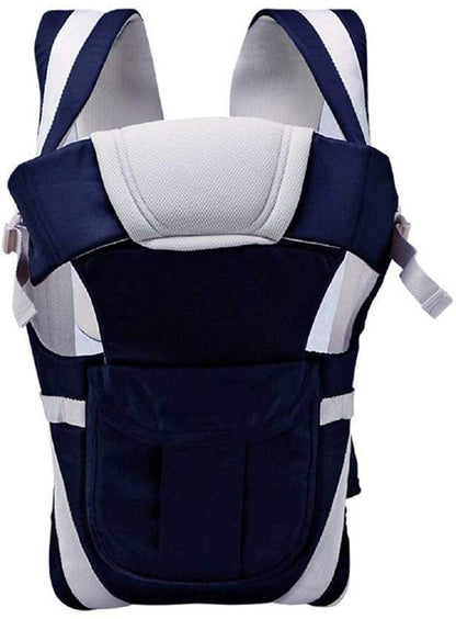 Chinmay Kids Adjustable Hands-Free 4-In-1 Baby Carrier Cum Kangaroo Bag/Sling Bag With Comfortable Head Support & Buckle Straps For 0-18 Months Baby (Blue), Infant