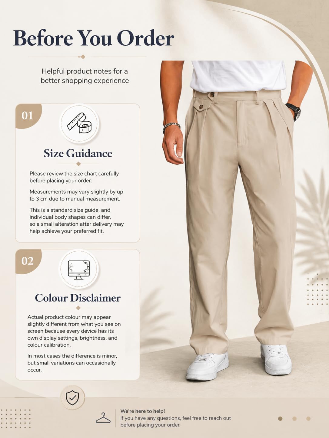 CB-COLEBROOK Men’s Korean Style Double Pleated Relaxed Fit Trousers | Cotton Linen Blend Formal Casual Pants | Mid Rise, Belt Loops, Side Pockets & Button Closure (in, Alpha, M, Regular, Cream)