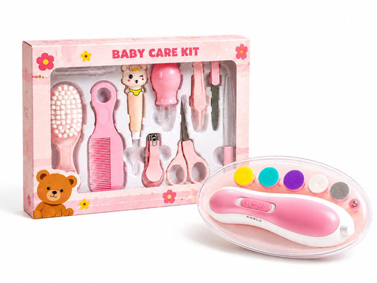 10-in-1 Baby Grooming Kit Combo with Electric Nail Trimmer, Baby Comb Brush Set, Nail Clipper, Scissors & File, Newborn Baby Care Essentials Gift Set – Pink