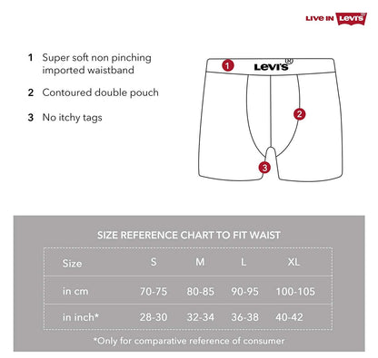 Levi's Men's Cotton Style #010 Comfort Regular Fit Solid Boxer (Pack of 2) (#010-BOXER Brief-DK GMEL/BLK-P2_Dark Grey Melange, Black_L)