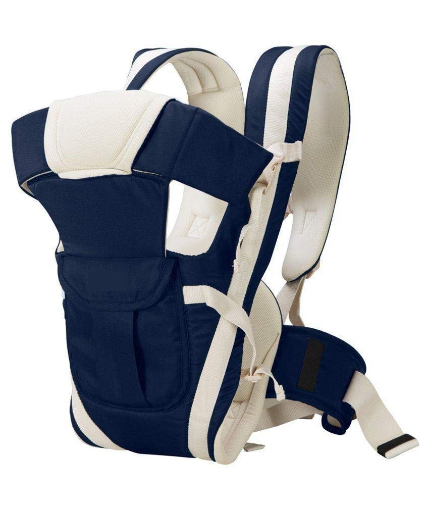Chinmay Kids Adjustable Hands-Free 4-In-1 Baby Carrier Cum Kangaroo Bag/Sling Bag With Comfortable Head Support & Buckle Straps For 0-18 Months Baby (Blue), Infant