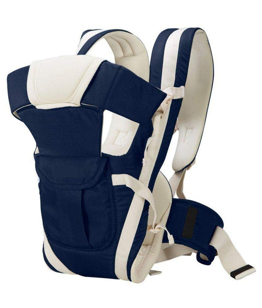 Chinmay Kids Adjustable Hands-Free 4-In-1 Baby Carrier Cum Kangaroo Bag/Sling Bag With Comfortable Head Support & Buckle Straps For 0-18 Months Baby (Blue), Infant