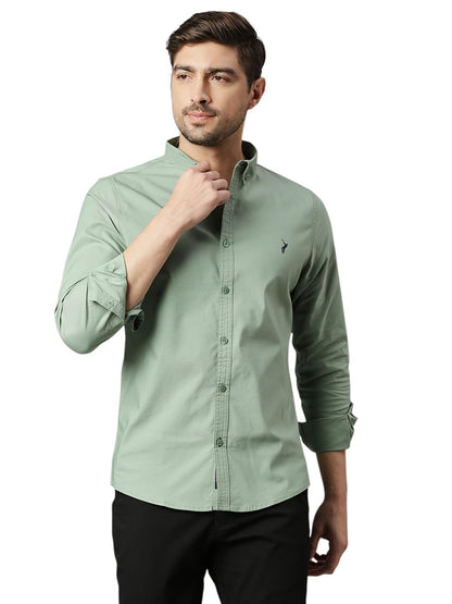 Thomas Scott Mens | Full Sleeve | Solid | Slim Fit | 100% Cotton | Button Down Collar | Shirts (CCSH013_Green_M)
