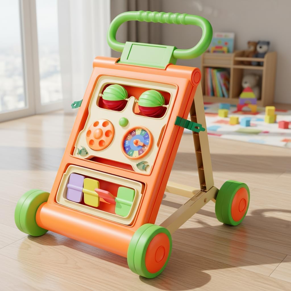 StarAndDaisy Baby Walker/Multipurpose Push Walker for 0-24 Months (Push Walker - Orange)