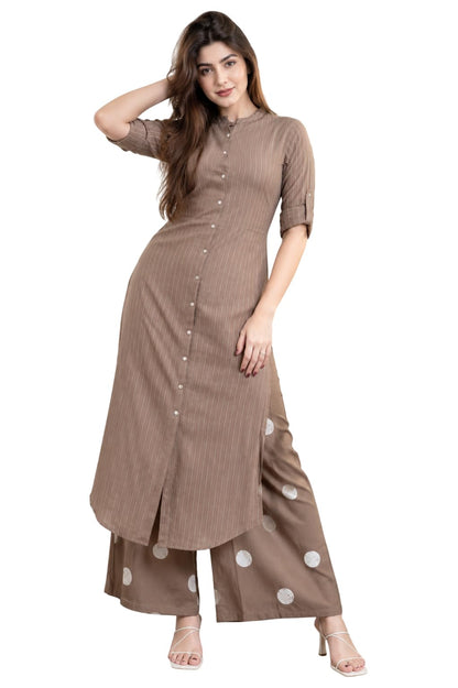Celary Women's Kurtas & Kurtis|Striped Straight Kurti with Printed Palazzo Pants|Ethnic Kurti Set for Woman|Casual Suit Set for Women with Size S to 3XL|Stylish Dress for Woman