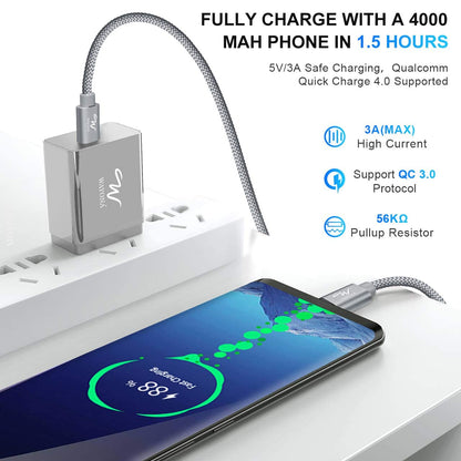 Wayona Type C to Type C 6FT/2M 65W Long Fast Charging Cable Compatible with iPhone 17, Air, iPhone 16,15 Pro/Max Series Macbook Air/Pro Samsung Galaxy S25, Ultra/S24/ S23 Flip Fold OnePlus (2M, Grey)
