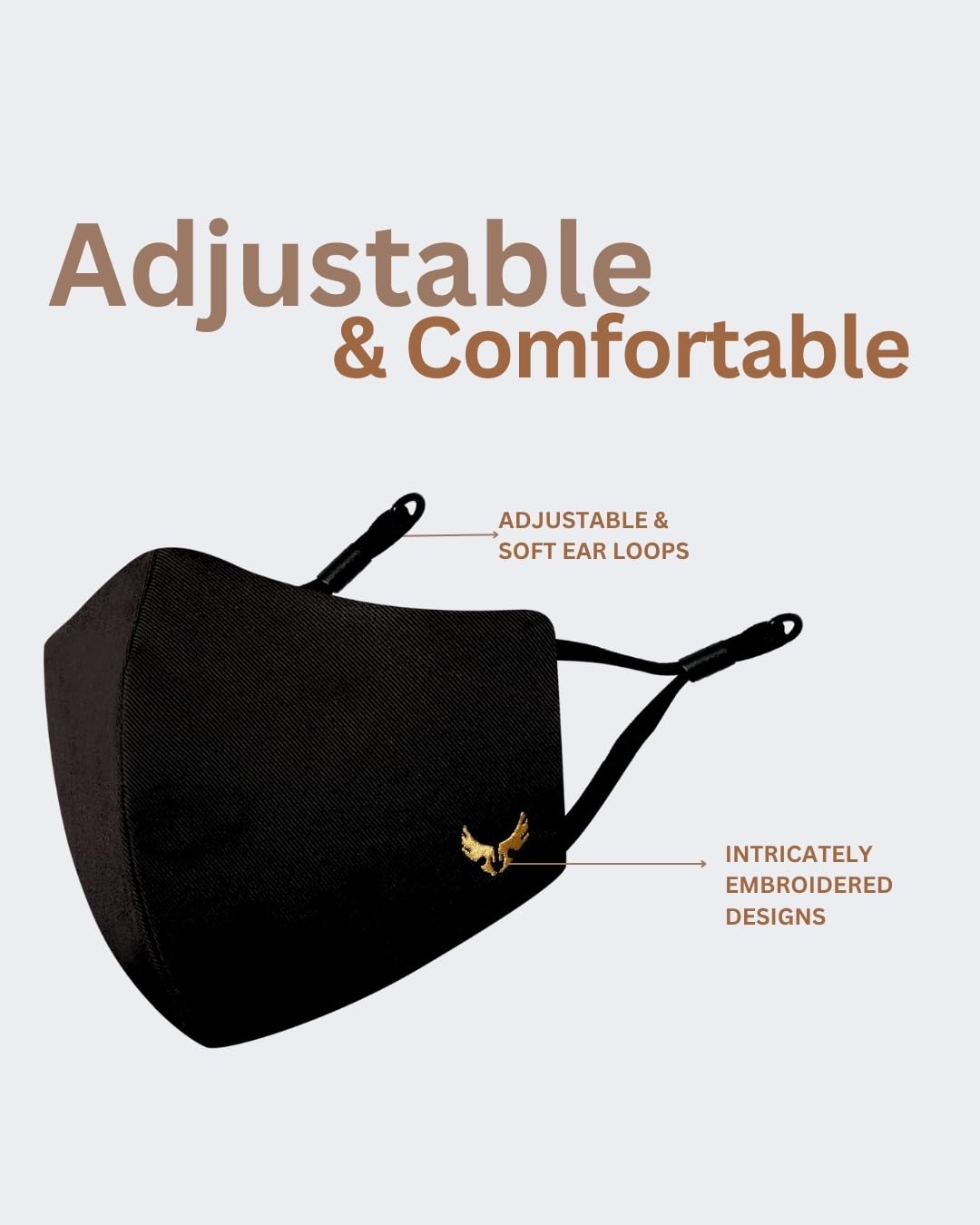 MASQ 4-Layer Anti-Pollution Reusable & Adjustable Cotton Cloth Face Mask for Men & Boys, Anti-Bacterial BFE>99%, Pack of 3, Multicolor, Black, Navy, Red