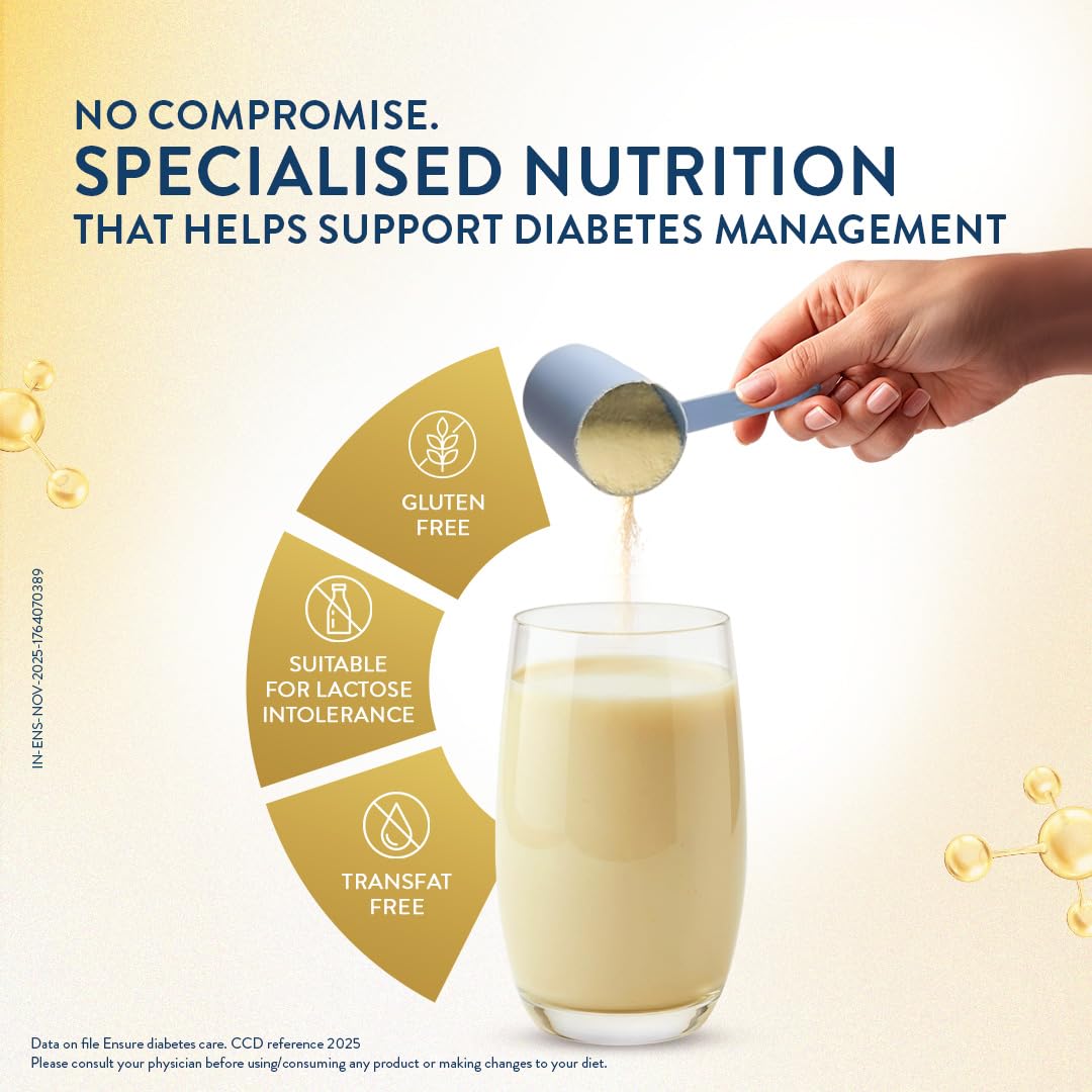 Ensure Diabetes Care Vanilla 950gm |Support Blood Sugar, Weight Management, Cholestrol Reduction |High Protein, High Fibre, 4 Myo-inositol |Zero Added Sucrose