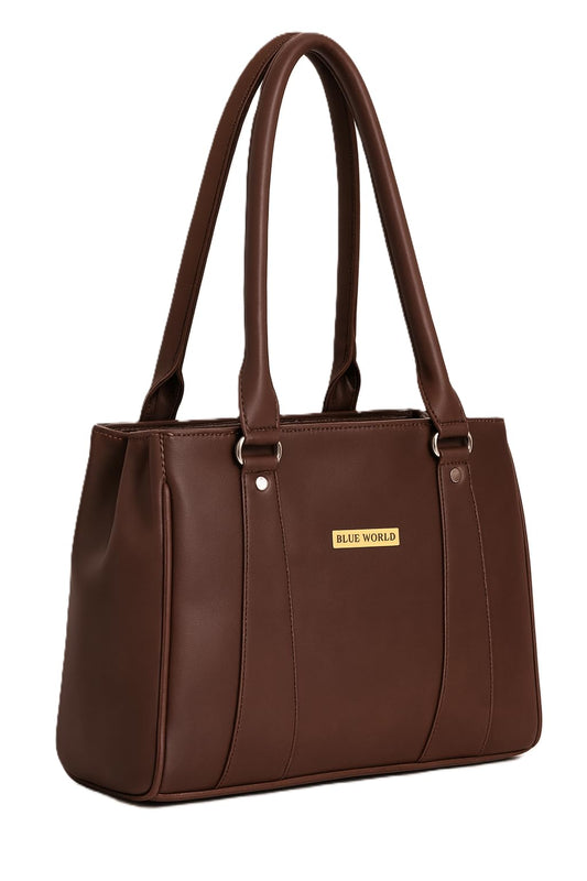 BLUE WORLD PU Women Handbag (Brown)