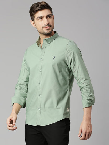 Thomas Scott Mens | Full Sleeve | Solid | Slim Fit | 100% Cotton | Button Down Collar | Shirts (CCSH013_Green_M)
