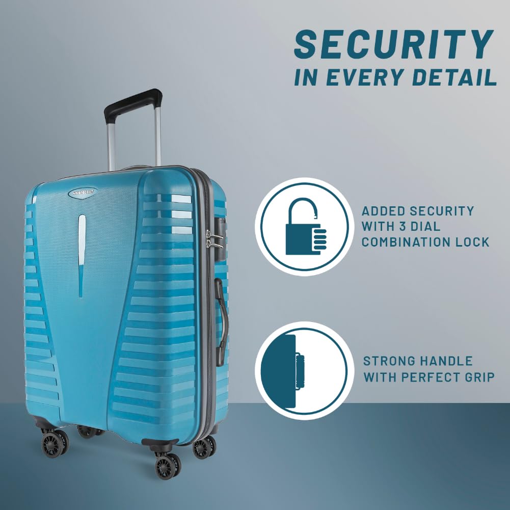 Aristocrat Airpro Set of 3 (Cabin+Medium+Large) Trolley Bags, Teal Blue