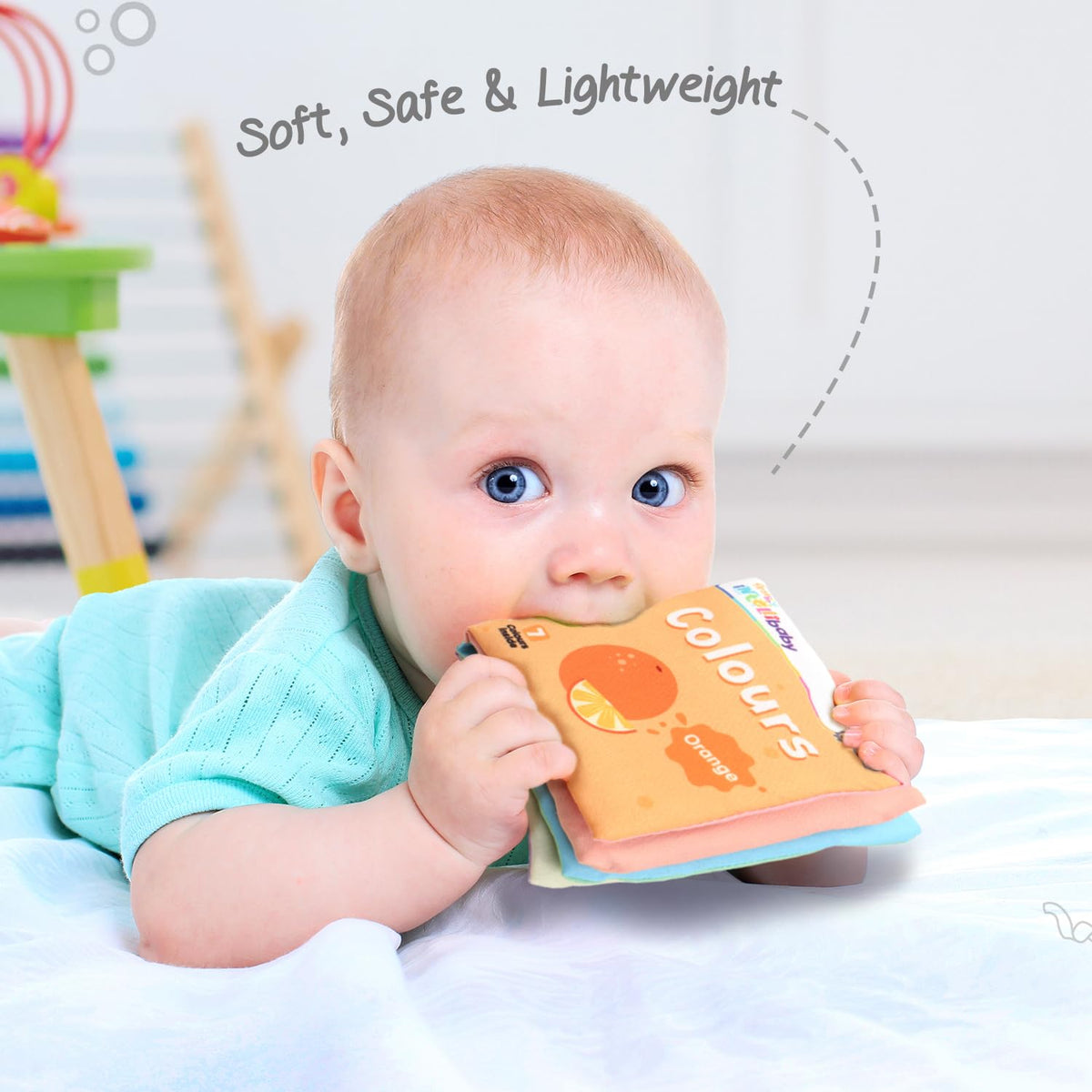 Firstcry Intellibaby 6-Book Set – Soft Sensory Cloth Books for Babies, Crinkle Sound & Washable, Early Learning Themes Animals,Fruits,Numbers,Non-Toxic & Educator Recommended,Gift for Babies 6+ Months