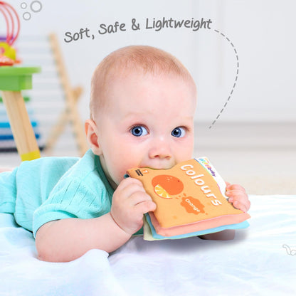 Firstcry Intellibaby 6-Book Set – Soft Sensory Cloth Books for Babies, Crinkle Sound & Washable, Early Learning Themes Animals,Fruits,Numbers,Non-Toxic & Educator Recommended,Gift for Babies 6+ Months