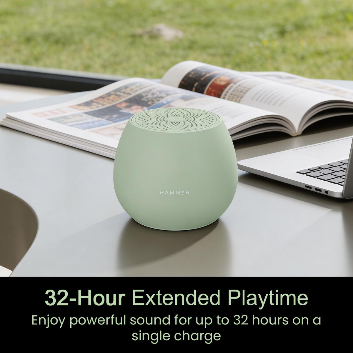 HAMMER Drop X1 5W Bluetooth Speaker with Twin Pairing, Bluetooth v6.0, 32 Hours Playtime, 52mm Drivers (Green)