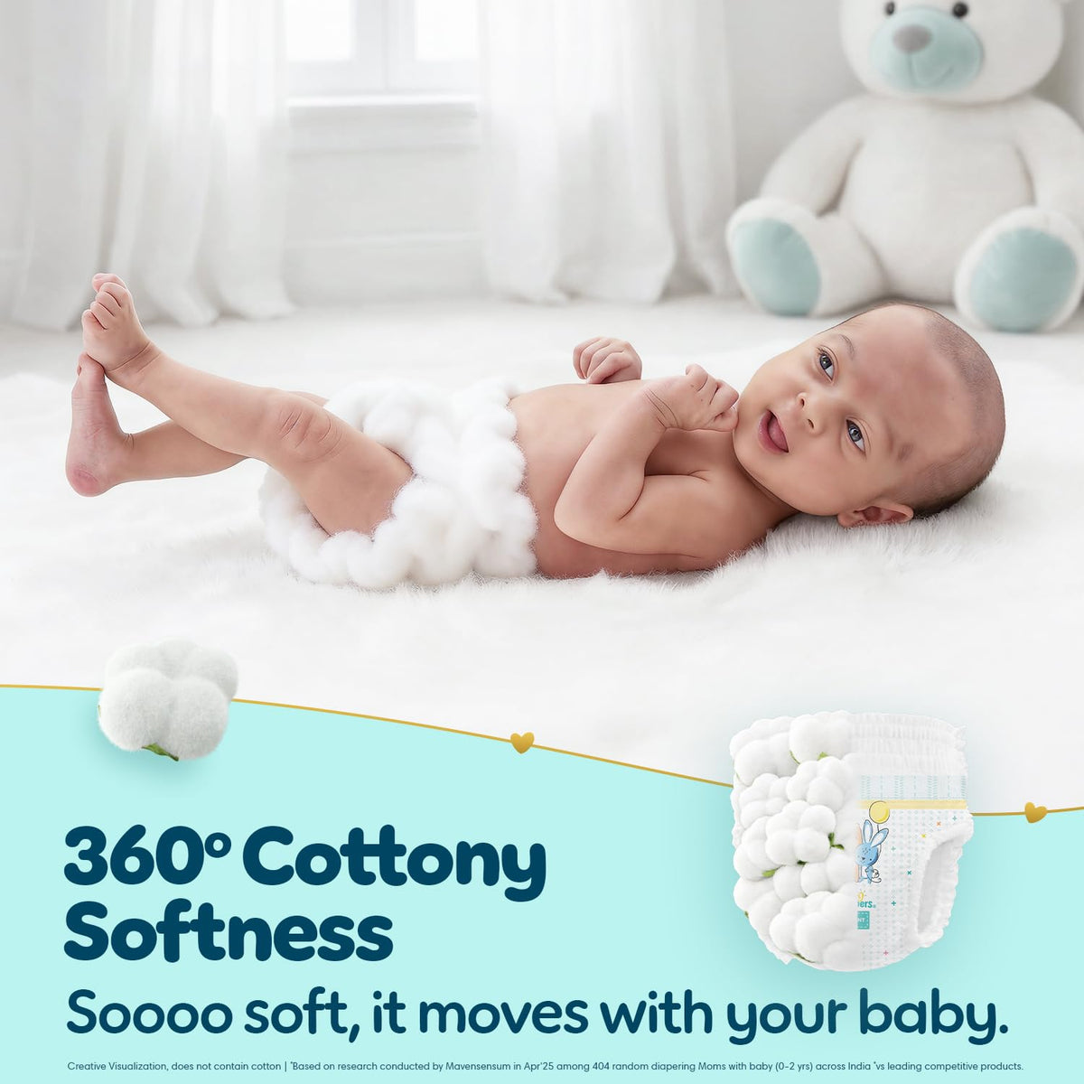 Pampers Premium Care Pant Style Baby Diapers XS 70 Count | No Marks Design | Voted India’s #1 Softest Diaper | All in 1 diaper with 360 Cottony Softness
