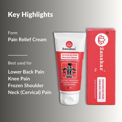 Advanced Pain Healing Cream | Deep Relief from Back Pain, Knee Pain, Neck Pain, Shoulder Pain & Sprains | Natural Ingredients - Vitamin B6, MSM, Arnica, Boswellia | 50 g (Pack of 1)