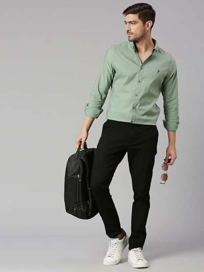 Thomas Scott Mens | Full Sleeve | Solid | Slim Fit | 100% Cotton | Button Down Collar | Shirts (CCSH013_Green_M)