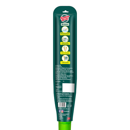 Scotch-Brite Classic Floor Broom | Flat Fibers Pick Fine Dust & Hair | Long Handle for No Bending | No Dust Shedding | Lightweight & Long Lasting