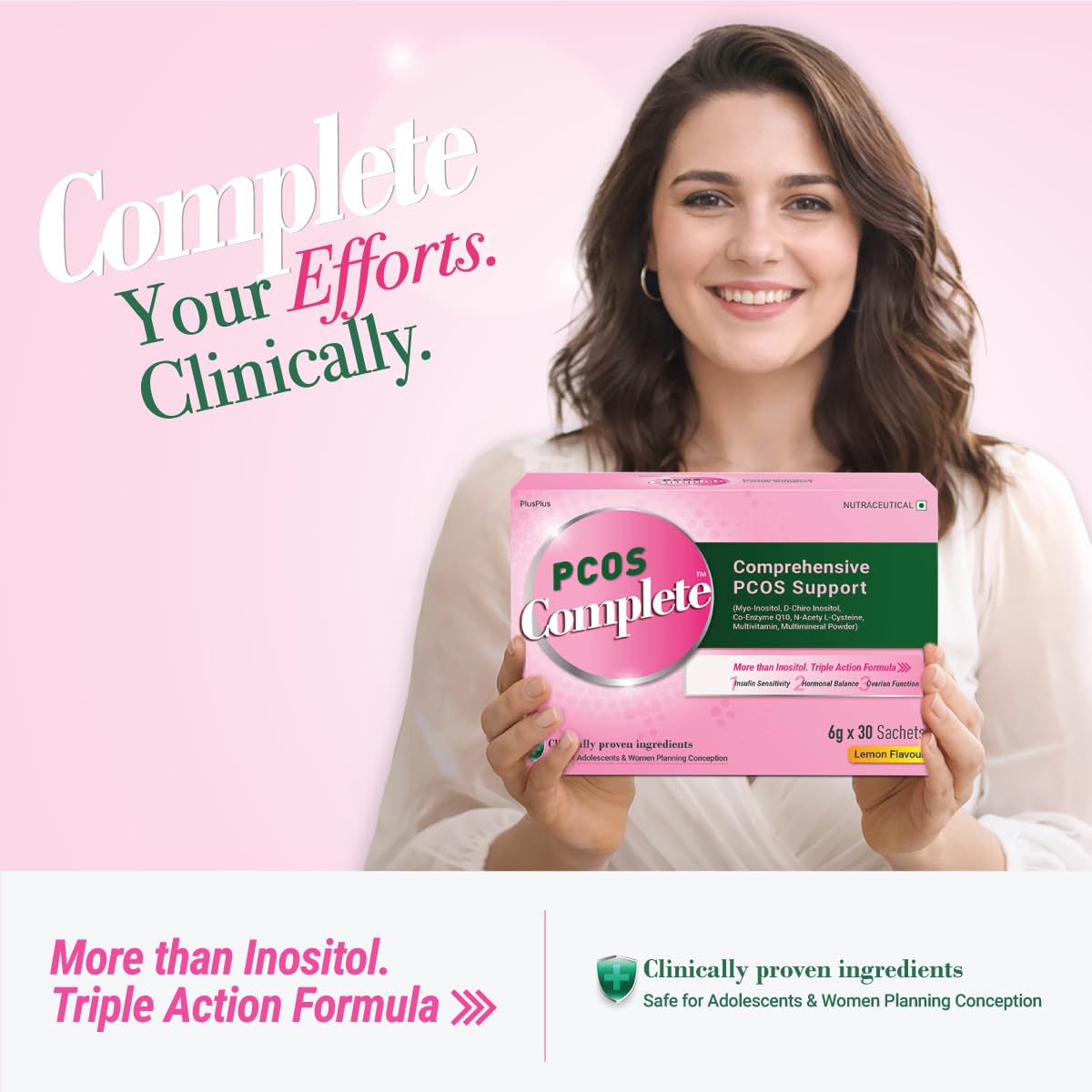 PCOS Complete™ | Myo-Inositol 2000mg, D-Chiro Inositol (40:1), NAC, CoQ10 | Hormonal Balance, Period Cycle, Skin & Hair | PCOS Supplement & PCOS Drink for Women |