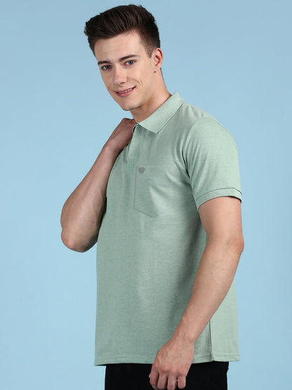 Lux Cozi Men's Half Sleeve Soild Casual T-Shirt with Chest Pocket_COZI_2122_MTGRN_L_1PC Mint Green