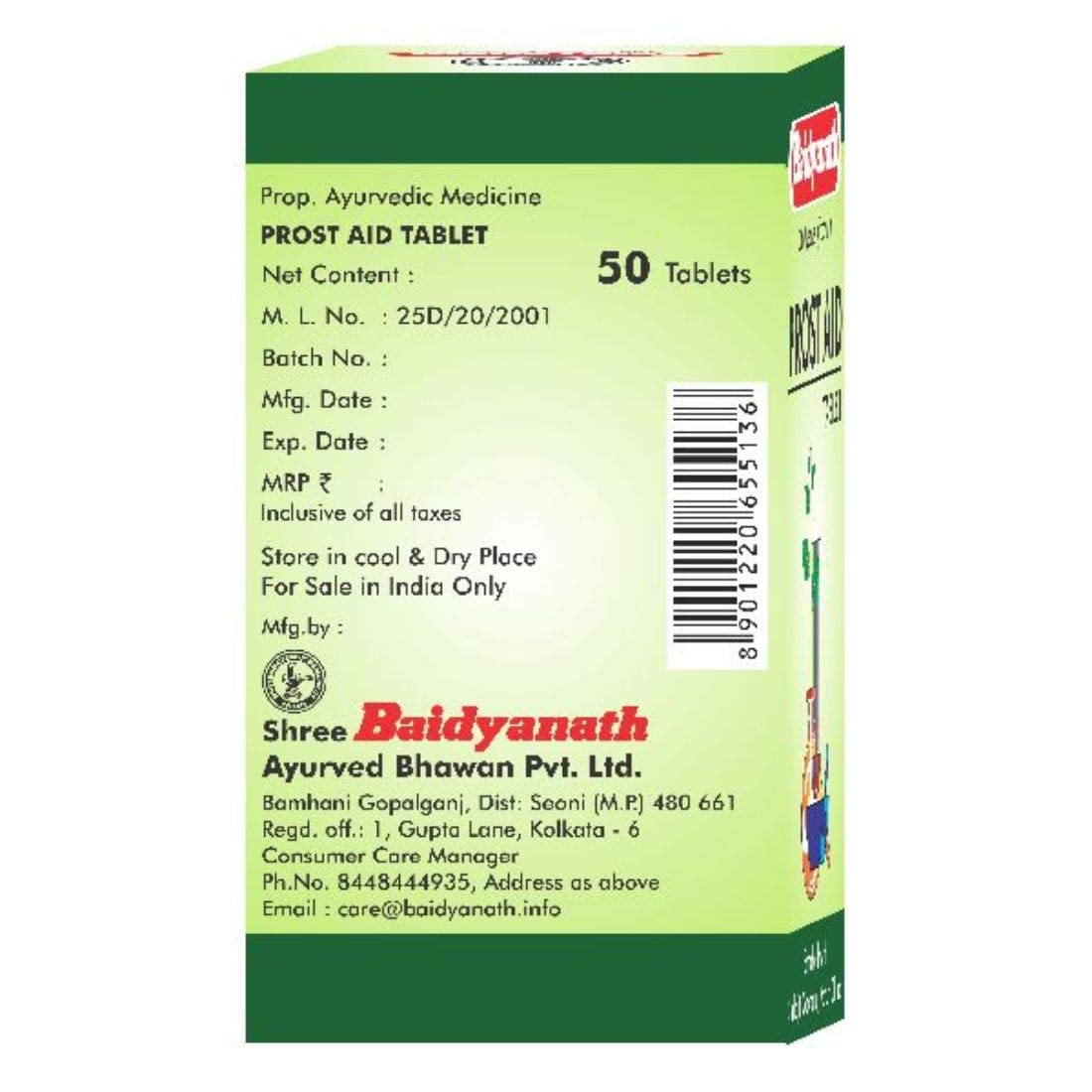 Baidyanath Asli Ayurved Prostaid I Urinary Track Infection I 50 Tablets (Pack Of 2)