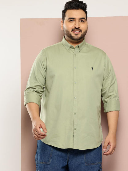Thomas Scott Mens | Full Sleeve | Solid | Slim Fit | 100% Cotton | Button Down Collar | Shirts (CCSH013_Green_M)