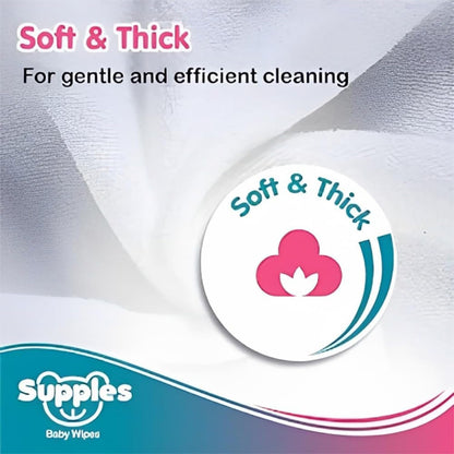 Amazon Brand - Supples Baby Wet Wipes | 648 Wipes | 72 Wipes x 9 Packs | Enriched With Aloe Vera and Vitamin E | Alcohol-free and Paraben-free | Pure Water-Based Formulation