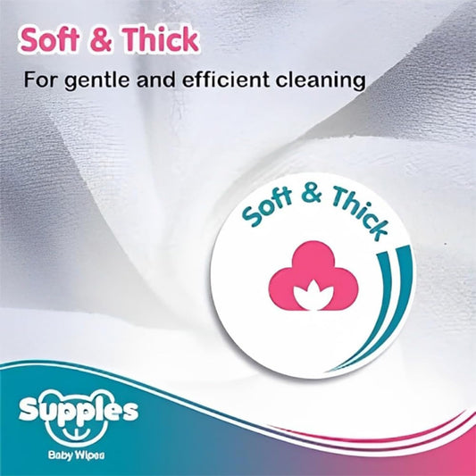 Amazon Brand - Supples Baby Wet Wipes | 648 Wipes | 72 Wipes x 9 Packs | Enriched With Aloe Vera and Vitamin E | Alcohol-free and Paraben-free | Pure Water-Based Formulation