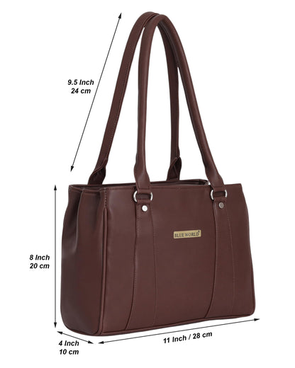 BLUE WORLD PU Women Handbag (Brown)