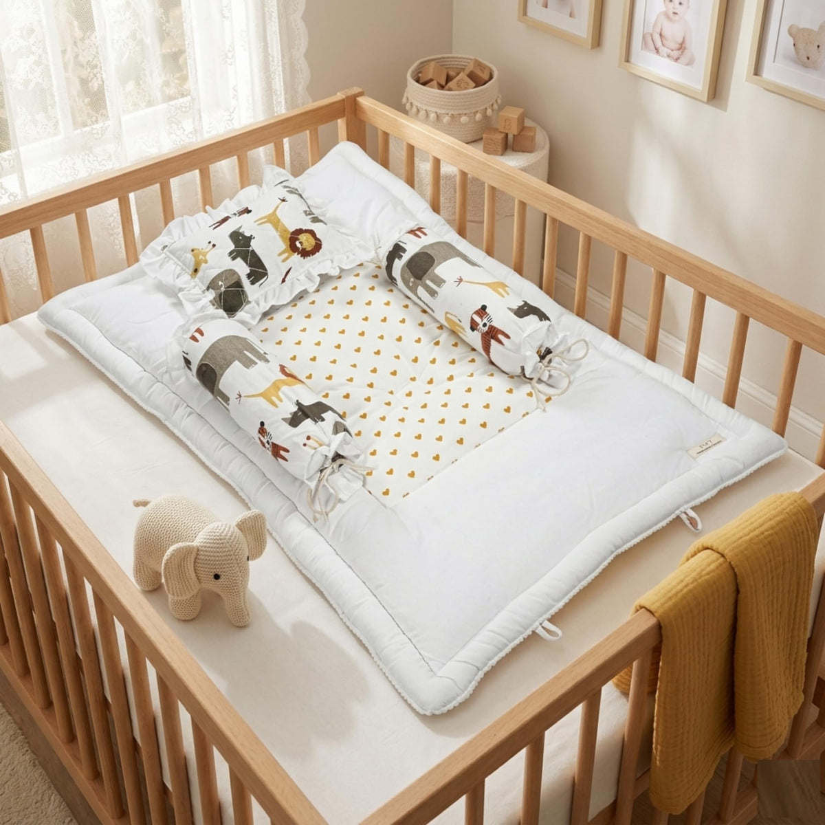 NWF Premium Cotton Baby Bedding Set, Unisex Animal Print, 26×40 Inches