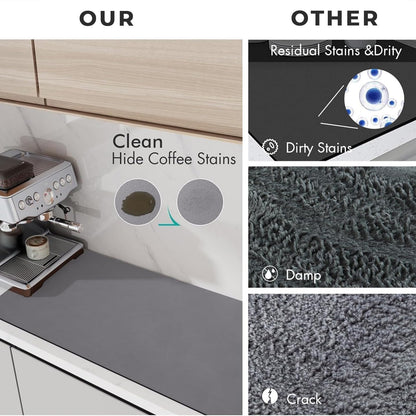PANCA Dish Drying Kitchen Mat | Large Water Absorbent Utensil Drying Rack Mat | Anti-Slip Kitchen Accessories for Home | Organiser Mat for Sink, Dining Table & Vessel Draining (40x 60 cm)