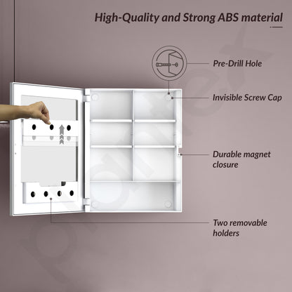 Plantex Bathroom Cabinet with Mirror/ABS Bathroom Storage Cabinet/Mirror Cabinet for Wall/Mirror with Storage for Bathroom(14x18 Inch, White)